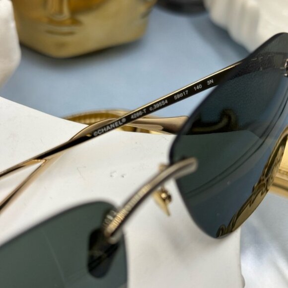 🆕 CHANEL 🧿 NWOT CH4286T Cat Eye Rimless Sunglasses, Titanium & Light Gold - Picture 8 of 16